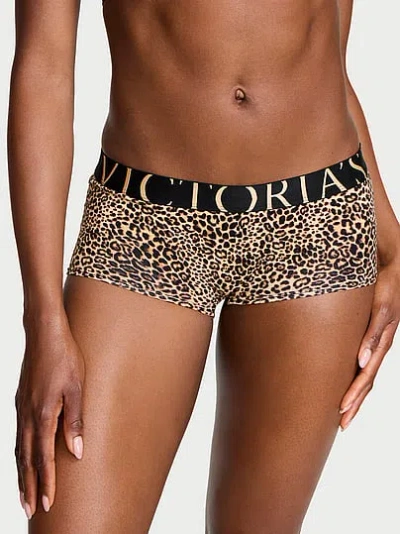 Victoria's Secret Cotton Exploded Logo Boyshort Panty In Brown