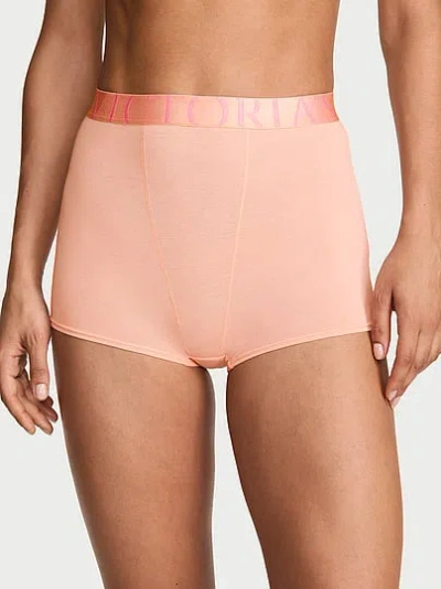 Victoria's Secret Cotton Exploded Logo High-waist Boyshort Panty In Pink