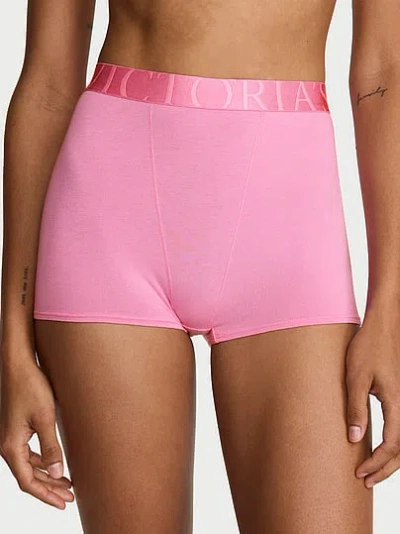 Victoria's Secret Cotton Exploded Logo High-waist Boyshort Panty In Pink