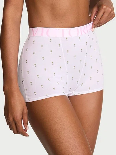Victoria's Secret Cotton Exploded Logo High-waist Boyshort Panty In White