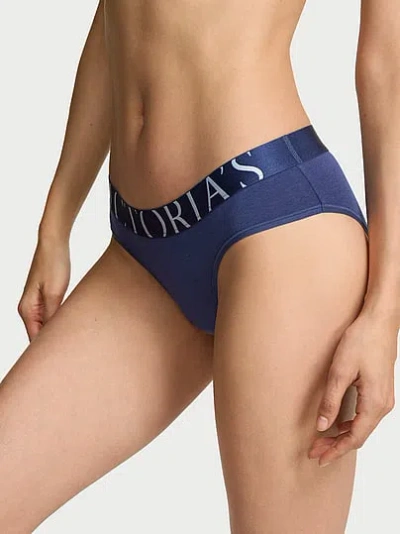 Victoria's Secret Cotton Exploded Logo Hiphugger Panty In Blue