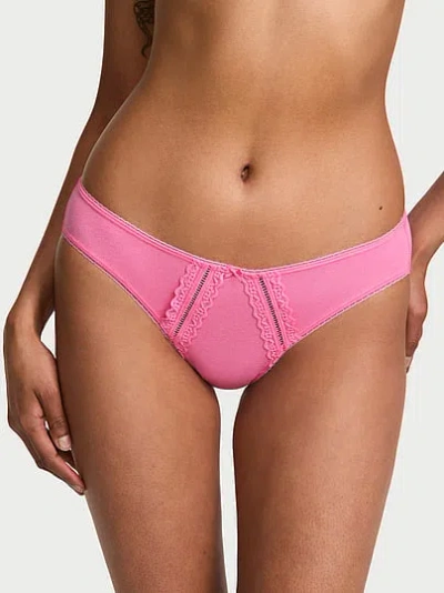 Victoria's Secret Cotton Lace-trim Bikini Panty In Pink