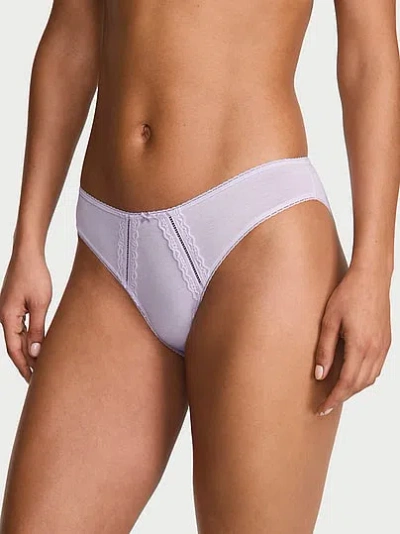 Victoria's Secret Cotton Lace-trim Bikini Panty In Purple