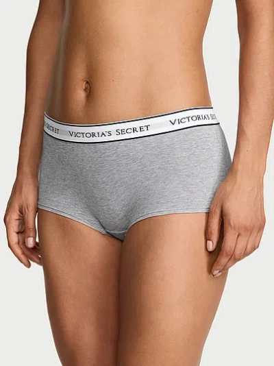 Victoria's Secret Cotton Logo Boyshort Panty In Gray