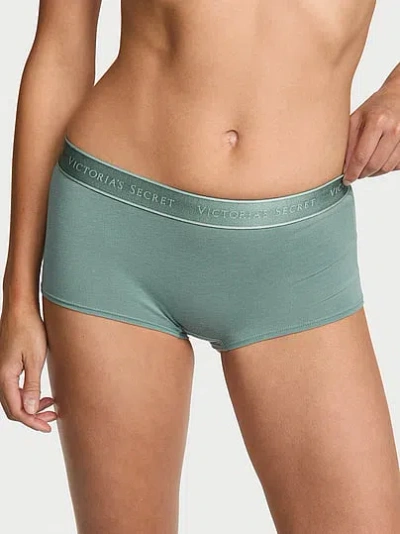 Victoria's Secret Cotton Logo Boyshort Panty In Green