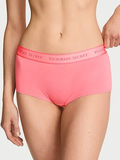 Victoria's Secret Cotton Logo Boyshort Panty In Pink