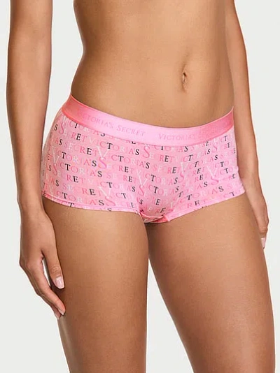 Victoria's Secret Cotton Logo Boyshort Panty In Print