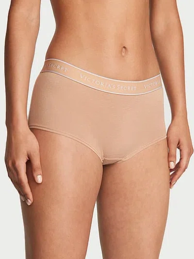 Victoria's Secret Cotton Logo Boyshort Panty In Nude