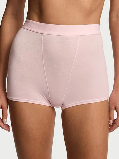Victoria's Secret Cotton Logo High-waist Boyshort Panty In Pink