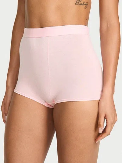 Victoria's Secret Cotton Logo High-waist Boyshort Panty In Pink