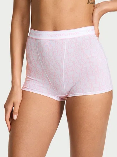 Victoria's Secret Cotton Logo High-waist Boyshort Panty In White