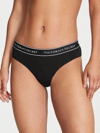 Victoria's Secret Cotton Logo Hiphugger Panty In Black