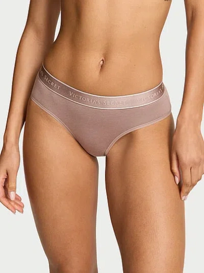 Victoria's Secret Cotton Logo Hiphugger Panty In Neutral