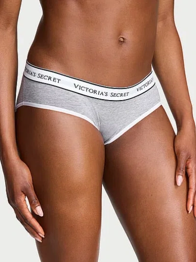 Victoria's Secret Cotton Logo Hiphugger Panty In Gray