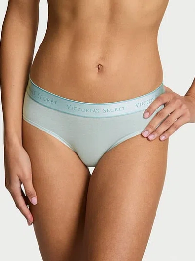 Victoria's Secret Cotton Logo Hiphugger Panty In Blue