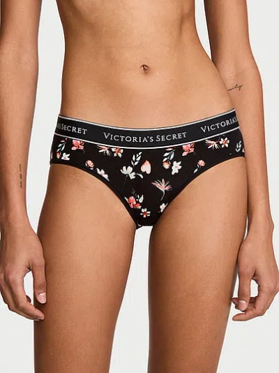 Victoria's Secret Cotton Logo Hiphugger Panty In Black