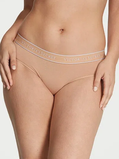 Victoria's Secret Cotton Logo Hiphugger Panty In Neutral