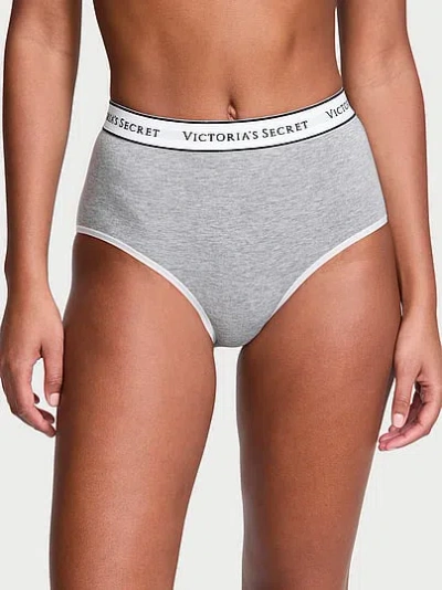 Victoria's Secret Cotton Logo Modern Brief Panty In Gray