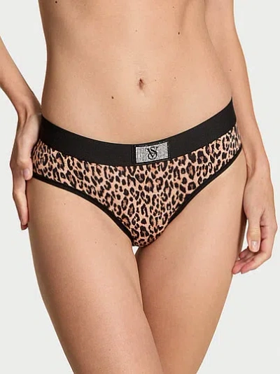 Victoria's Secret Cotton Logo Shine Patch Hiphugger Panty In Animal Print