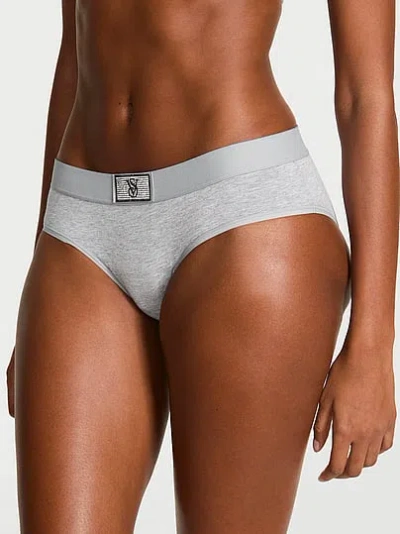 Victoria's Secret Cotton Logo Shine Patch Hiphugger Panty In Gray