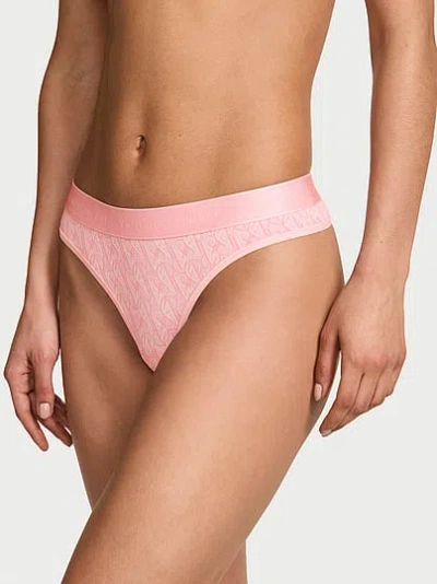 Victoria's Secret Cotton Logo Thong Panty In Pink