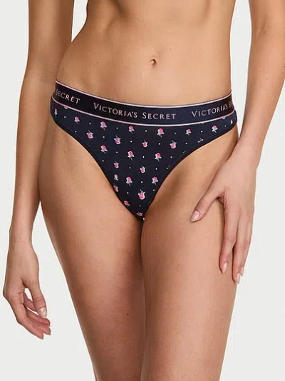 Victoria's Secret Cotton Logo Thong Panty In Floral
