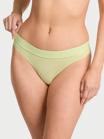 Victoria's Secret Cotton Logo Thong Panty In Green