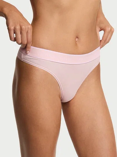 Victoria's Secret Cotton Logo Thong Panty In Pink