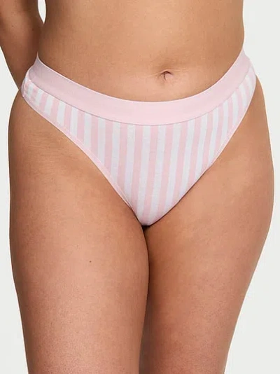 Victoria's Secret Cotton Logo Thong Panty In Pink