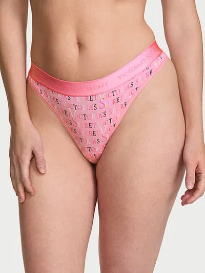Victoria's Secret Cotton Logo Thong Panty In Print