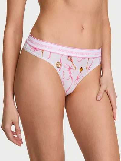 Victoria's Secret Cotton Logo Thong Panty In Print