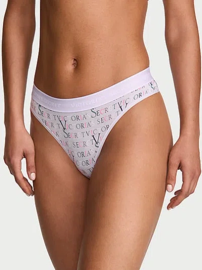 Victoria's Secret Cotton Logo Thong Panty In Pink