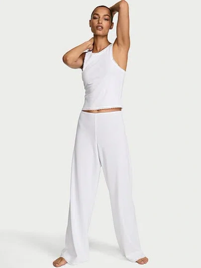 Victoria's Secret Cotton Shadow Stripe Tank & Pants Set In White