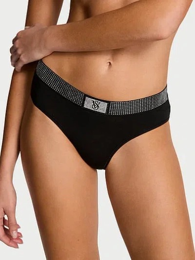 Victoria's Secret Cotton Shine-waist Hiphugger Panty In Black