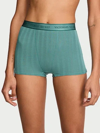 Victoria's Secret Cotton Sosoft™ Modal Ultra-fine Logo High-waist Boyshort Panty In Blue
