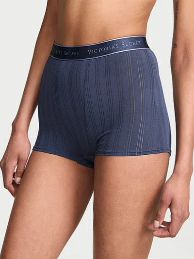 Victoria's Secret Cotton Sosoft™ Modal Ultra-fine Logo High-waist Boyshort Panty In Blue