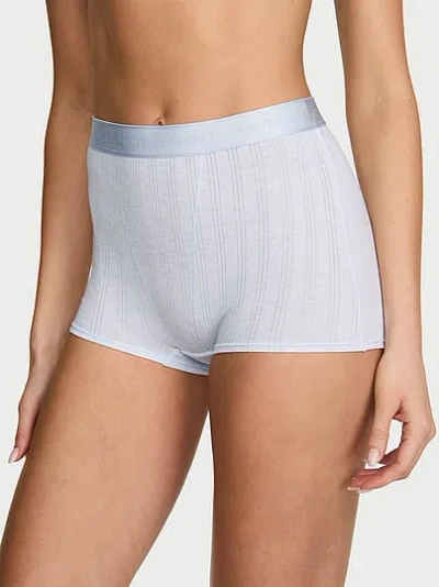 Victoria's Secret Cotton Ultra-fine Modal Logo High-waist Boyshort Panty In Blue