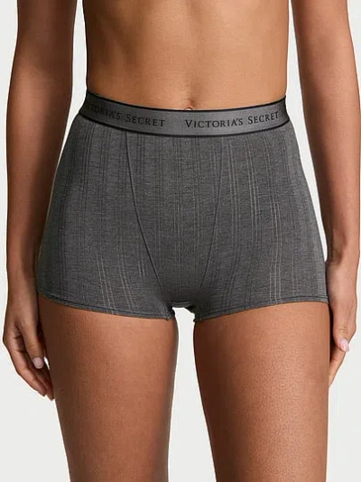 Victoria's Secret Cotton Ultra-fine Modal Logo High-waist Boyshort Panty In Gray