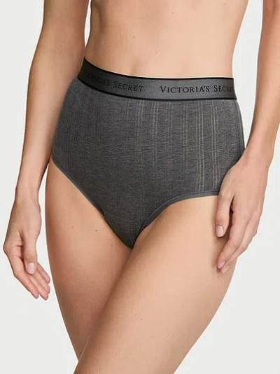 Victoria's Secret Cotton Ultra-fine Modal Logo Modern Brief Panty In Gray