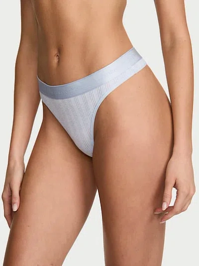 Victoria's Secret Cotton Ultra-fine Modal Logo Thong Panty In Blue