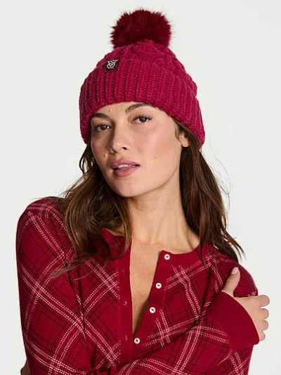 Victoria's Secret Cozy Cable-knit Pom Beanie In Red