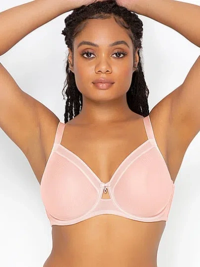 Victoria's Secret Curvy Couture Sheer Mesh Full Coverage Unlined Underwire Bra In Pink