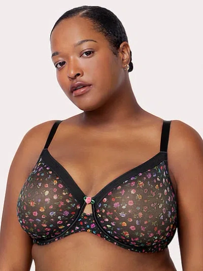 Victoria's Secret Curvy Couture Sheer Mesh Full Coverage Unlined Underwire Bra In Pink