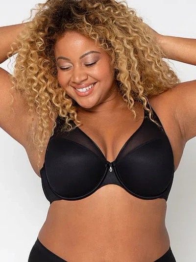Victoria's Secret Curvy Couture Sheer Mesh Plunge T-shirt Bra In Black