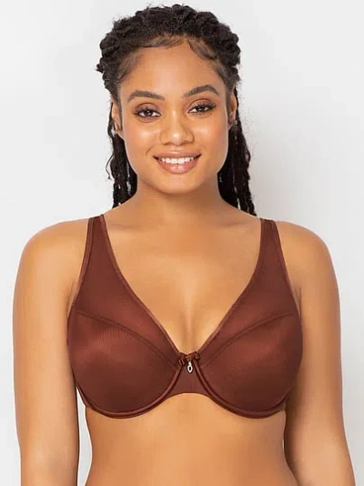Victoria's Secret Curvy Couture Sheer Mesh Plunge T-shirt Bra In Brown
