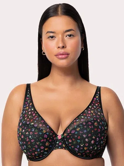 Victoria's Secret Curvy Couture Sheer Mesh Plunge T-shirt Bra In Black