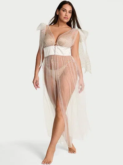 Victoria's Secret Dream Angels Atelier Sheer Bow Long Sleeveless Robe In Neutral