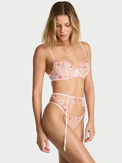 Victoria's Secret Dream Angels Bloom Embroidery Garter Belt In Pink