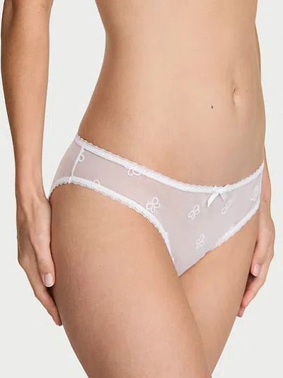 Victoria's Secret Dream Angels Butterfly Embroidery Mesh Bikini Panty In White