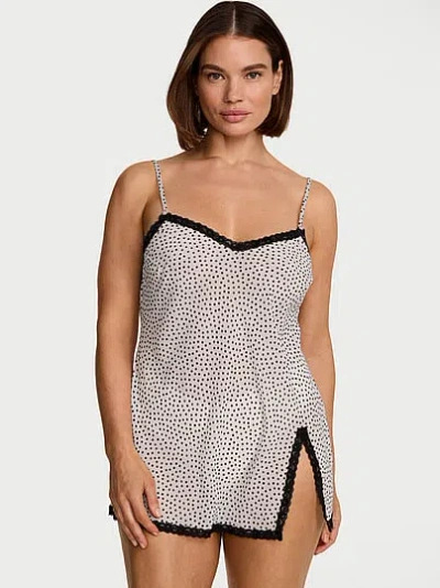 Victoria's Secret Dream Angels Chiffon Lace-trim Mini Slip Dress In Animal Print